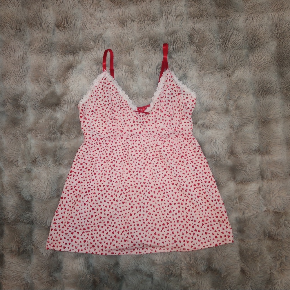 Laura Ashley Red and White Heart Print Women's Nightdress